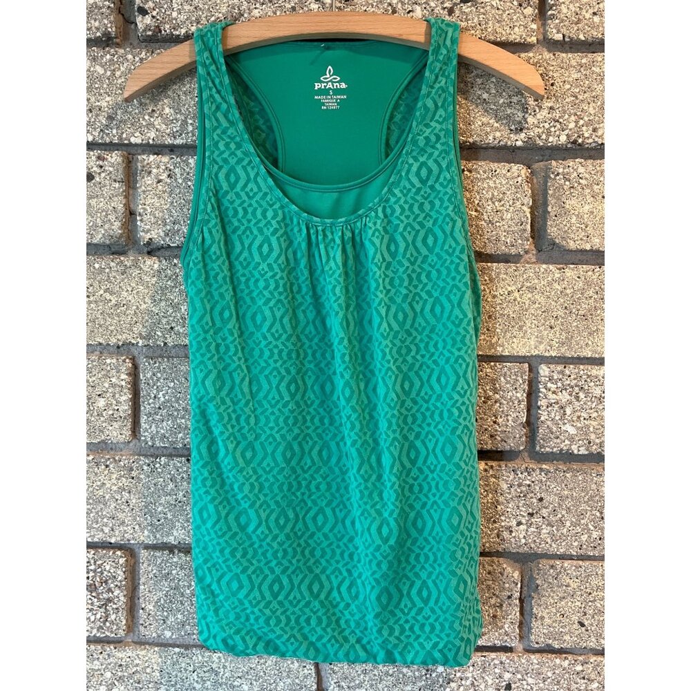 PrAna Womens Green Tank Top S Aztec Pattern Sleeveless